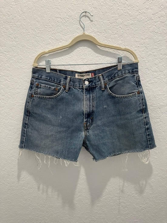 Levi's Pants - Levi's Straight Fit Raw Hem Denim Shorts - Medium Blue